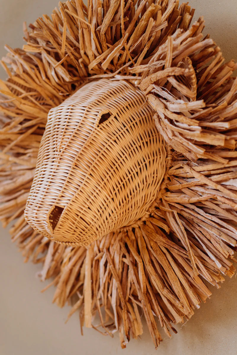 Rattan Lion head  - Louis the Lion - Studio Wildflower